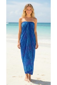Sarong Beach Coverup Batik from Bali Large Size Light & Dark Blues