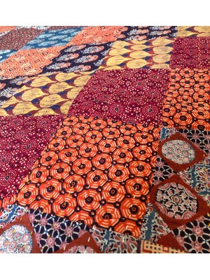 Single Indian Cotton Kantha Quilt / Bedspread / Throw/ Bed Cover - Contemporary Vibrant Rainbow Patchwork Quilt Design - Fair Trade