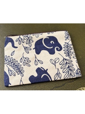 Baby Elephant Purse Unbleached Cotton Navy Contemporary Design Fair Trade