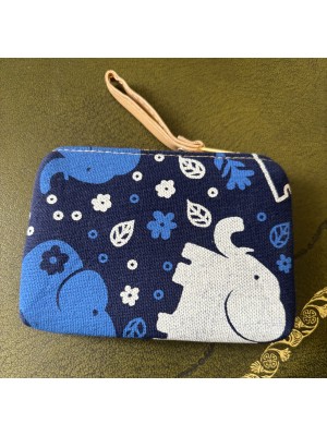 Baby Elephant Padded Coin Purse Cotton Navy & White Contemporary Design Fair Trade Baby Elephant Padded Coin Purse Cotton Navy & White Contemporary Design Fair Trade
