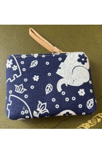 Baby Elephant Padded Coin Purse Cotton Navy Contemporary Design Fair Trade