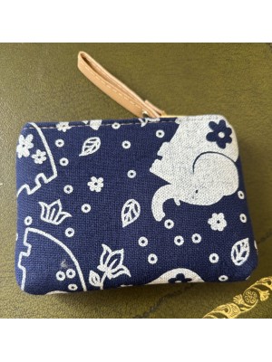 Baby Elephant Padded Coin Purse Cotton Navy Contemporary Design Fair Trade Baby Elephant Padded Coin Purse Cotton Navy Contemporary Design Fair Trade