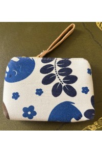 Baby Elephant Padded Coin Purse Cotton Blue & White Leaves + Flowers Design Fair Trade Baby Elephant Padded Coin Purse Cotton Blue & White Leaves + Flowers Design Fair Trade