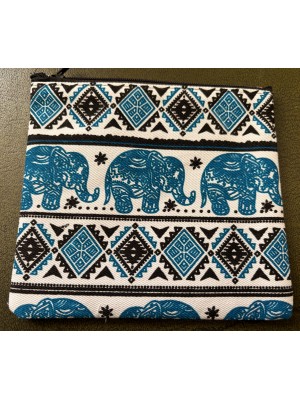 Large Cute Baby Elephant Design Childrens Coin Purse - Fair Trade - Turquoise - Made in Laos