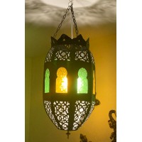 Moroccan Classic Metal Lampshade with coloured glass from Marrakesh 