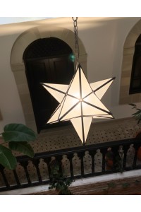 Moroccan Classic Star Lampshade with white glass from Marrakesh - 2 sizes Moroccan Classic Star Lampshade with white glass from Marrakesh - 2 sizes