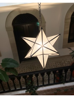 Moroccan Classic Star Lampshade with white glass from Marrakesh - 2 sizes Moroccan Classic Star Lampshade with white glass from Marrakesh - 2 sizes