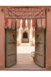 Vintage Antique Toran Large Hand Embroidered Banjra Geometric Wedding Toran # 1 - Unique Work of Art