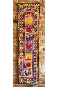 Antique Rajasthani Vintage Banjra Wall Hanging Cow Elephant -Hand Embroidery - Unique Work of Art