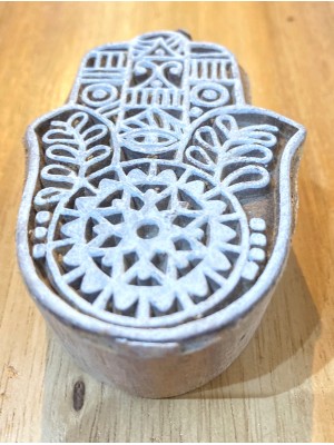 Large Hand of Fatima Indian Hand Carved Wooden Printing Blocks - Fair Trade Large Hand of Fatima Indian Hand Carved Wooden Printing Blocks - Fair Trade