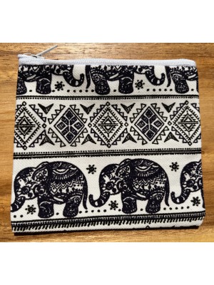 Cute Baby Elephant Design Childrens Coin Purse - Fair Trade - Black - Made in Laos