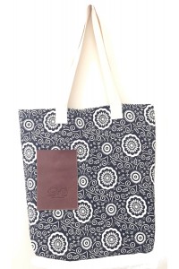 Vegan / Cruelty  Free Cotton Tote Bag / Shopping Bag - Black & White Abstract Floral Design - Fair Trade