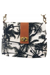 Vegan / Cruelty  Free Mini Hand Bag with detachable adjustable strap - Tropical Palm  Design - Fair Trade