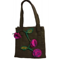 Fair Trade Hand Made Lovely Tactile Ecletic / Quirky Felt Flower Shoulder Bag