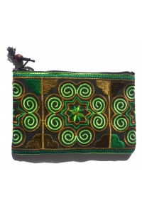 Akha Thai Hill Tribe Spiral Tribal Purse - Green - Fair Trade