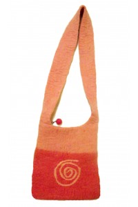 Fair Trade Hand Made Pink Eternal Spiral Felt Shoulder Bag