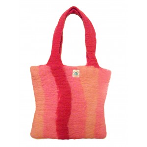 Fair Trade Hand Made Lovely Tactile Stripey Pink Hand Bag