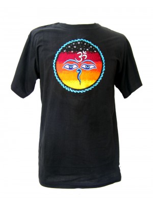 Fair Trade Embroidered Classic Kathmandu T Shirt ( Black T Shirt)