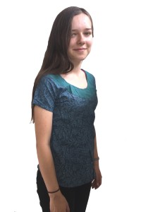 100%  Cotton Classic Round Neck  Blue / White Block Print Short Sleeve Tunic Top - Fair Trade