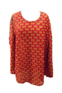 Baggy Maroon Pretty Blockprint Cotton Maternity Blouse - Fair Trade
