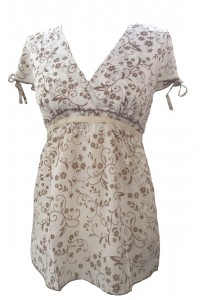 Lovely White Floaty Floral Print Donatella Blouse -  Perfect for Work or Going Out- Fair Trade 100% Cotton