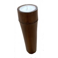 Large Bamboo Church Candle - Beautiful Vanilla Scented Tabletop Refillable Candle - Fair Trade