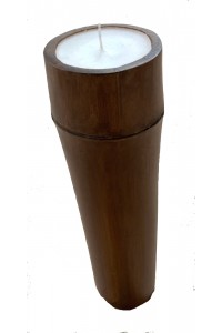 Large Bamboo Church Candle - Beautiful Vanilla Scented Tabletop Refillable Candle - Fair Trade