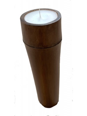 Large Bamboo Church Candle - Beautiful Vanilla Scented Tabletop Refillable Candle - Fair Trade