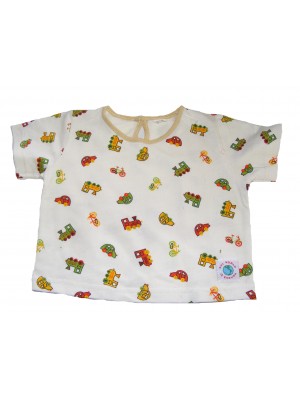 Cute Short Sleeve Soft Baby Cotton Car, Train & Bike Top - Fair Trade