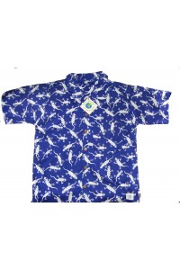 Boys Blue & White Gecko Design Short Sleeve Shirt Ages 1 - 5 - Fair Trade