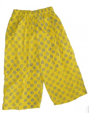 Kids Colourful Cotton Elasticated Children's Yellow Spiral Print Trousers - Fair Trade