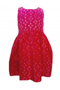 100% Cotton Classic Pink Heart Print Emily Little Girls Dress - Fair Trade