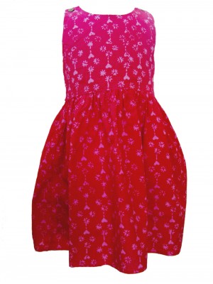 100% Cotton Classic Pink Heart Print Emily Little Girls Dress - Fair Trade