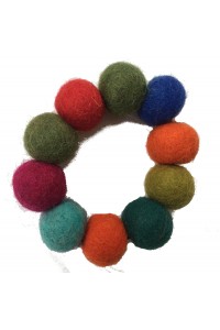 Hand Rolled Felt Rainbow Bobble Bracelet - Fair Trade