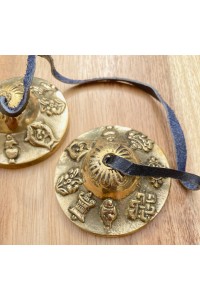 Golden Eight Auspicious Signs Tibetan Buddhist Tingsha Bells  - Beautiful Sound - Fair Trade from Kathmandu
