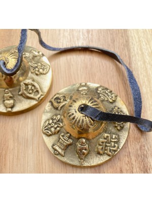 Golden Eight Auspicious Signs Tibetan Buddhist Tingsha Bells  - Beautiful Sound - Fair Trade from Kathmandu