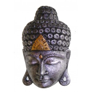 Hand Carved Large Gold and Silver Balinese Buddha Mask _ Fair Trade