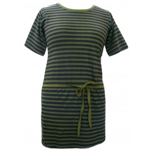 100% Cotton Classic Black & Green Stripey Dress - Fair Trade