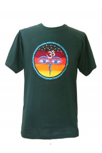 Fair Trade Embroidered Classic Kathmandu T Shirt ( Green T Shirt)