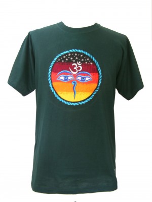 Fair Trade Embroidered Classic Kathmandu T Shirt ( Green T Shirt)