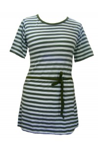100% Cotton Classic White & Green Stripey Dress - Fair Trade 100% Cotton Classic White & Green Stripey Dress - Fair Trade
