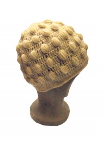 Fair Trade New Style Cream Bobbly Bobble Hat - Fleece lined - Hand Knitted - 100% Fairtrade Wool