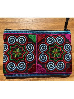 Akha Thai Hill Tribe Spiral Tribal Purse - Blue - Fair Trade