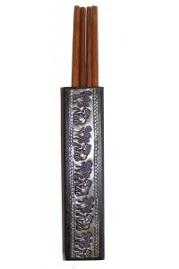 2 pairs of Sustainable Bamboo chopstcks in decorative  elephant chopstick holder