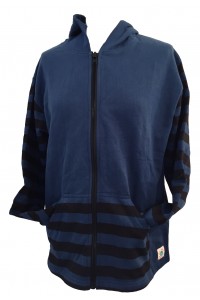 Retro Blue Hoodie with Black Stripes - Fair Trade