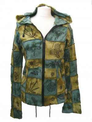 Fair Trade Funky Green Kathmandu Patchwork Ladies Hoodie