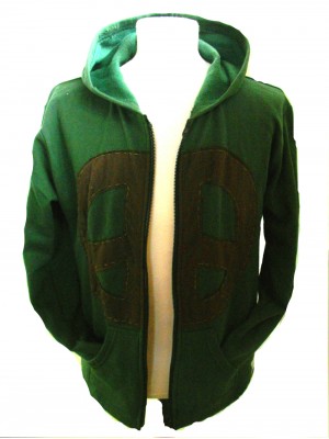 Fair Trade Green Retro Peace Hoodie