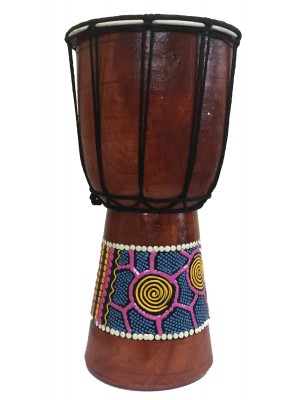 Authentic Dot Painted 15 cm high Hand Carved Djembe Drum - Fair Trade