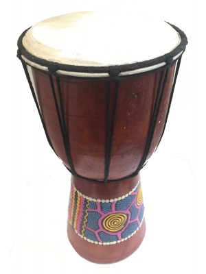 Authentic Dot Painted 40 cm high Hand Painted Djembe Drum - Fair Trade