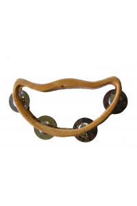Wooden Half Moon Headless Tambourine / Shaker with 4 Jingles
